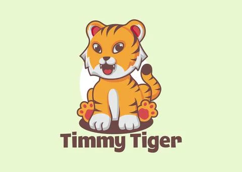 Adorable tiger cub sit down with happy expression Stock-Illustration