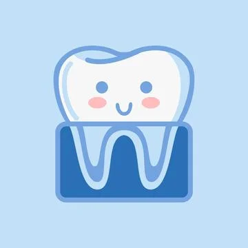 Adorable tooth character doing an x-ray, done in kawaii style. This vector Stock Illustration