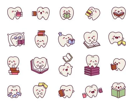 Adorable tooth character set Stock Illustration