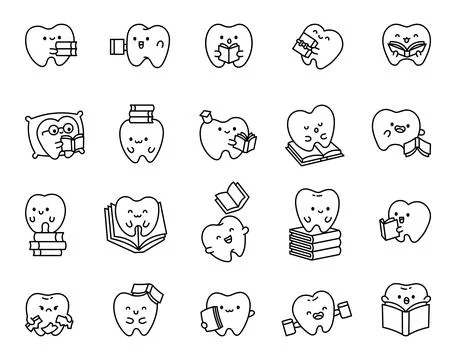 Adorable tooth character set 스톡 일러스트