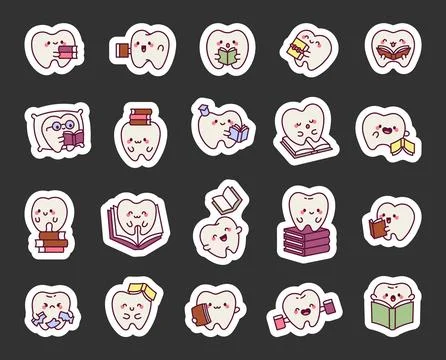 Adorable tooth character set Stock Illustration