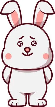 Adorable White Rabbit Begging Pleading Eyes Stock Illustration