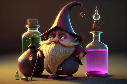 Adorable Wizard With Potion イラスト素材