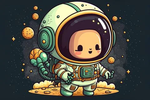 Adorably drawn astronaut game icon. science and technology icon. Generative AI Stock Illustration