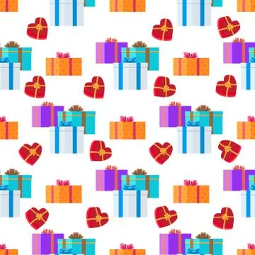 Adorned Festive Present Boxes Seamless Pattern 스톡 일러스트