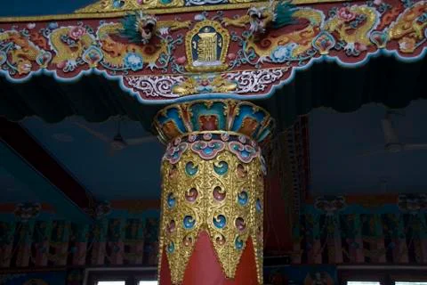 Adorned Pillar in Monastery Stock Photos