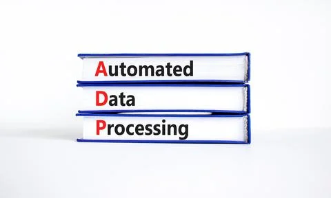 ADP automated data processing symbol. Concept words ADP automated data proces 库存照片