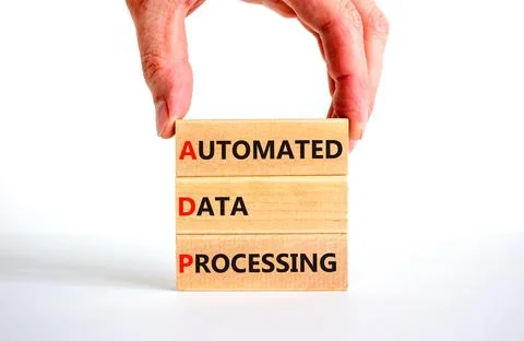 ADP automated data processing symbol. Concept words ADP automated data proces 스톡 사진