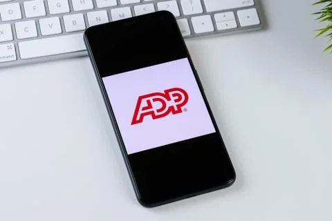 ADP Mobile Solutions app logo on a smartphone screen Stock Photos