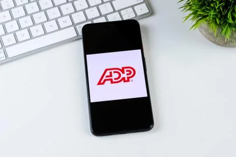 ADP Mobile Solutions app logo on a smartphone screen Stock Photos