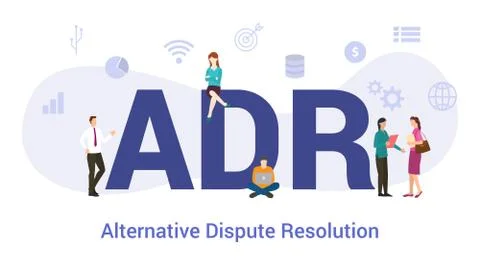 Adr alternative dispute resolution concept with big word or text and team peo Stock Illustration