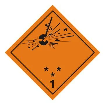 ADR class 1 explosives hazard placard Illustrazione stock