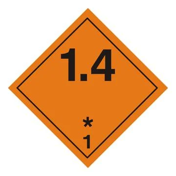 ADR class 1.4 explosives hazard placard Illustrazione stock