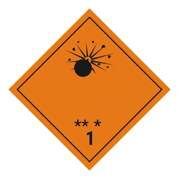 ADR dangerous goods label class 1, explosive substances and articles Stock Illustration