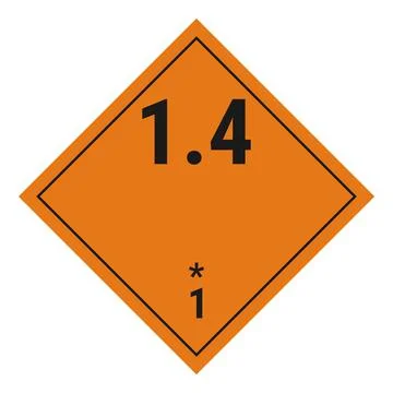 ADR dangerous goods label class 1.4, explosives, division 1.4 Stock Illustration