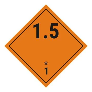 ADR dangerous goods label class 1.5, very insensitive explosives, division 1.5 Stock Illustration