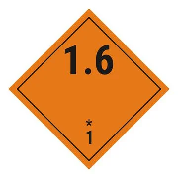 ADR dangerous goods label class 1.6, extremely insensitive articles, division Stock Illustration