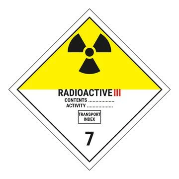 ADR dangerous goods label class 7C, radioactive material, category III-YELLOW Stock Illustration