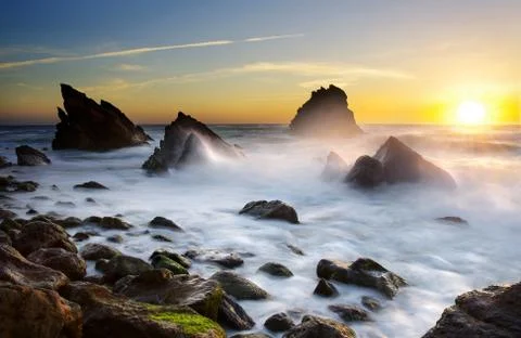 Adraga beach Stock Photos