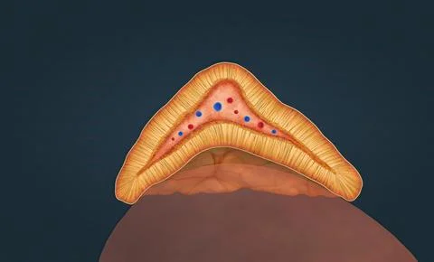 The adrenal medulla forms the inner part of the adrenal gland and secretes the Stock Illustration