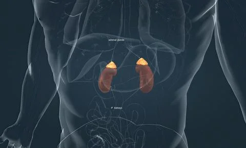 The adrenal medulla forms the inner part of the adrenal gland and secretes the Stock Illustration