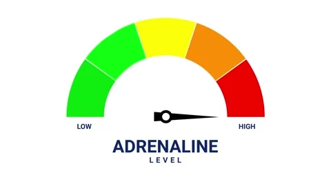 Adrenaline level animated speedometer needle rising from low to high on 4k .. Stock Footage 342743390