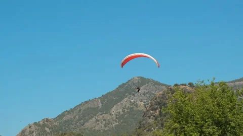 Adrenaline parasailing above trees. 動画素材 239947938