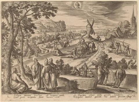 Adriaen Collaert after Hans Bol, A group of Pharisees swelling with false ... Stock Photos