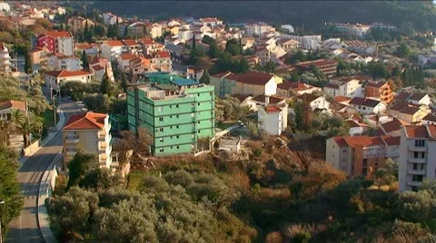 Adriatic coastal town Petrovac na moru, Montenegro Stock Footage