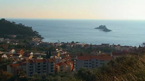 Adriatic coastal town Petrovac na moru, Montenegro Stock Footage