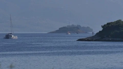 The Adriatic Sea from Korcula Town, Korcula Island, Dalmatia, Croatia, Europe Stock Footage