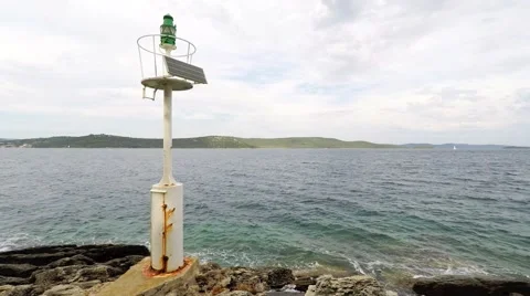 Adriatic sea - small lighthouse Stock Footage 64099592