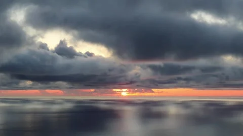 Adriatic Sea sunset time-lapse, clouds moving through the sky, sun setting  Stock Footage 147691773