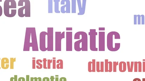 Adriatic Wordcloud Animated On White Background Stock Footage 107231008