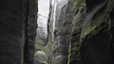 The Adršpach-Teplice Rocks fo sandstone formations Stock Footage