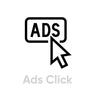 Ads Click icon. Editable Vector Outline. Stock Illustration