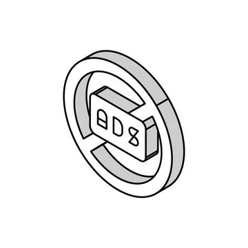 Ads crossed out mark isometric icon vector illustration Stock Illustration