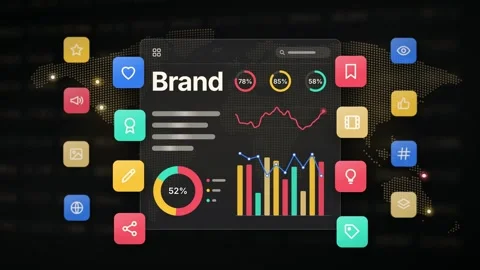 Ads Dashboard Brand Performance Data Visualization Motion Graphics Animated Stock Footage 345642058