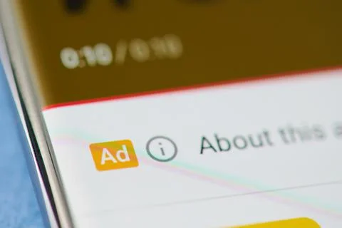 Ads on youtube application Stock Photos