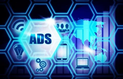 ADS,background model concept Business Internet ,Innovation Computer Data Stock Illustration