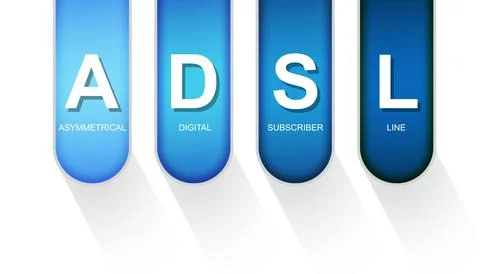 ADSL as Asymmetrical Digital Subscriber Line acronym isolated Stock Illustration