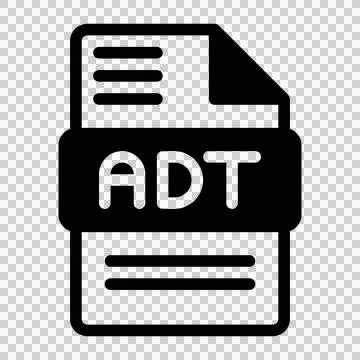 Adt file icon. Audio format symbol Solid icons, Vector illustration.  Illustrazione stock