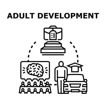 Adult development path for learning career and life Stock Illustration
