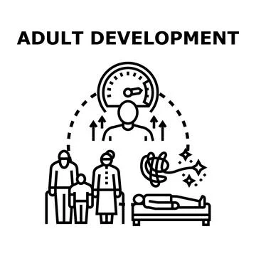 Adult development progress and understanding life stages Stock Illustration