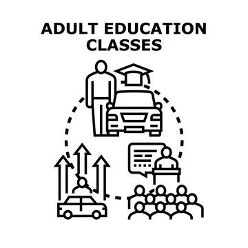Adult education classes developing new skills career growth Stock Illustration