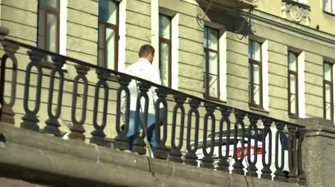 Adult experienced businessman quickly goes Stock Footage