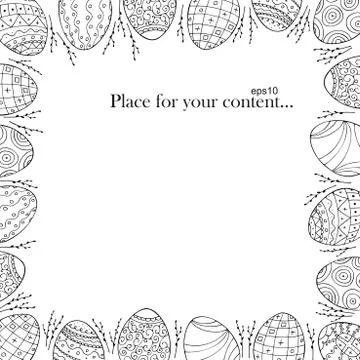 Adult frame of easter eggs. Hand drawn illustration Stock Illustration