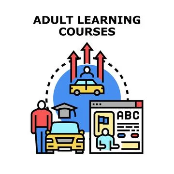 Adult learning courses developing new skills and driving progress Stock Illustration