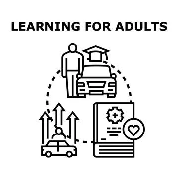 Adult learning process driving education concept Stock Illustration