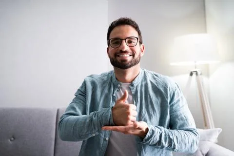 Adult Learning Sign Language Stock Photos